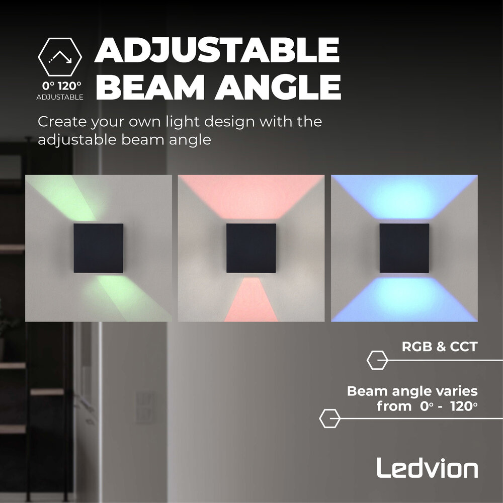 Ledvion Smart LED Wandleuchte - Nevada Schwarz - RGBWW - IP54