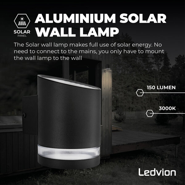 Ledvion Solar Wandleuchte Elara - 3000K - Schwarz