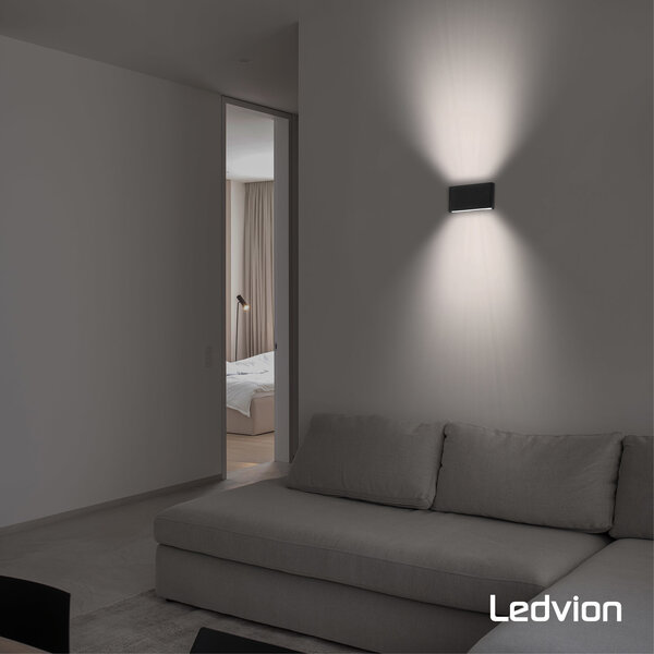 Ledvion LED Wandleuchte Mira M Schwarz - 3000K - 12W - IP54