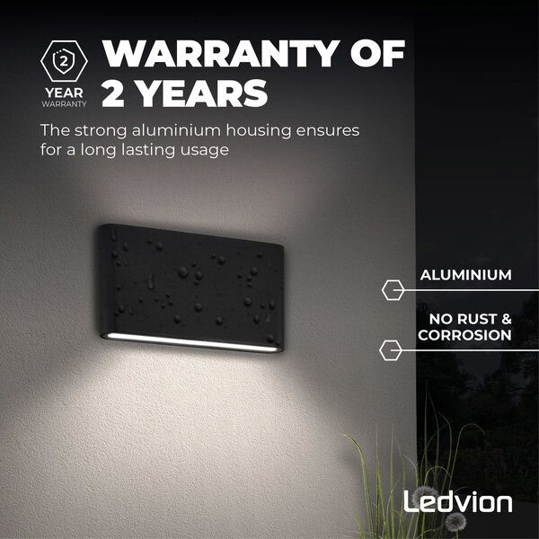 Ledvion LED Wandleuchte Mira M Schwarz - 3000K - 12W - IP54