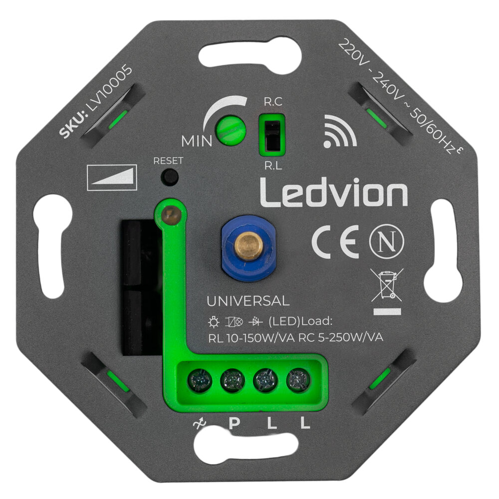 Ledvion Smart WIFI LED Dimmer Einbau 5-250W - Phasen an und abschnitt - Universal