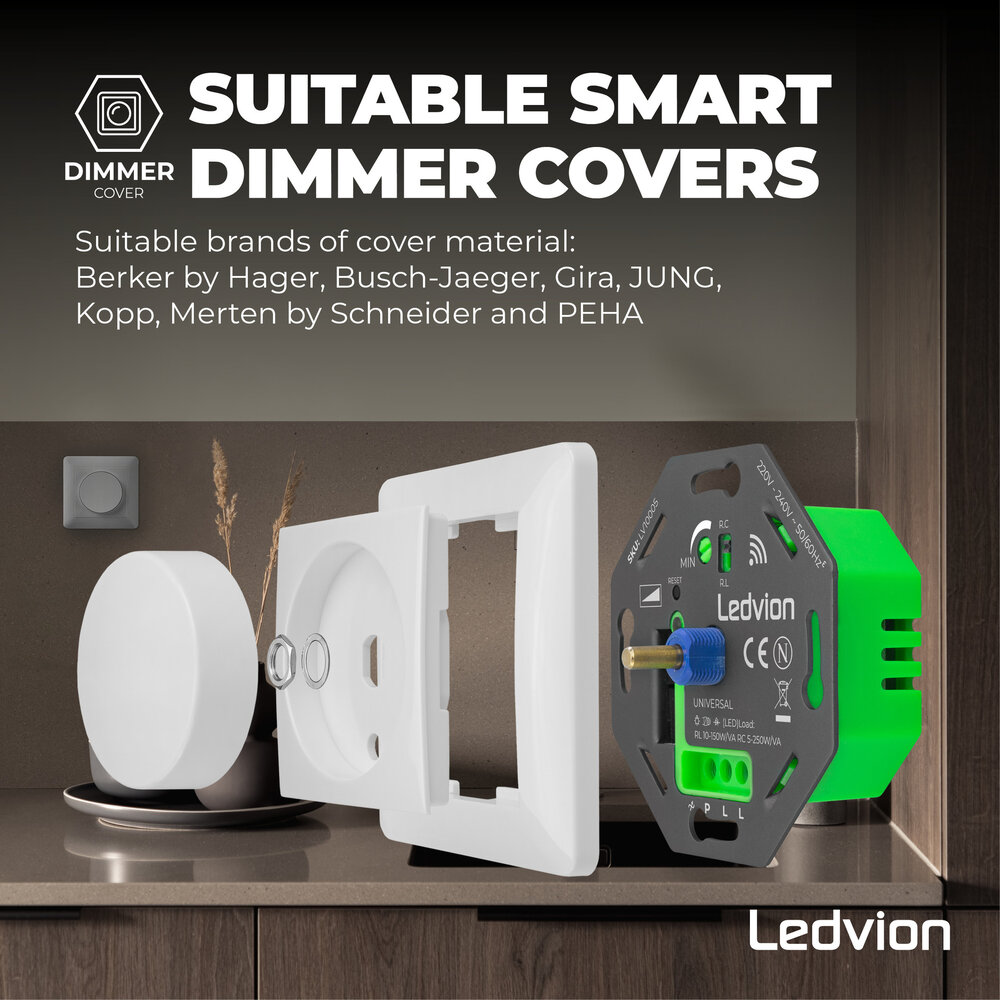 Ledvion Smart WIFI LED Dimmer Einbau 5-250W - Phasen an und abschnitt - Universal - Komplett