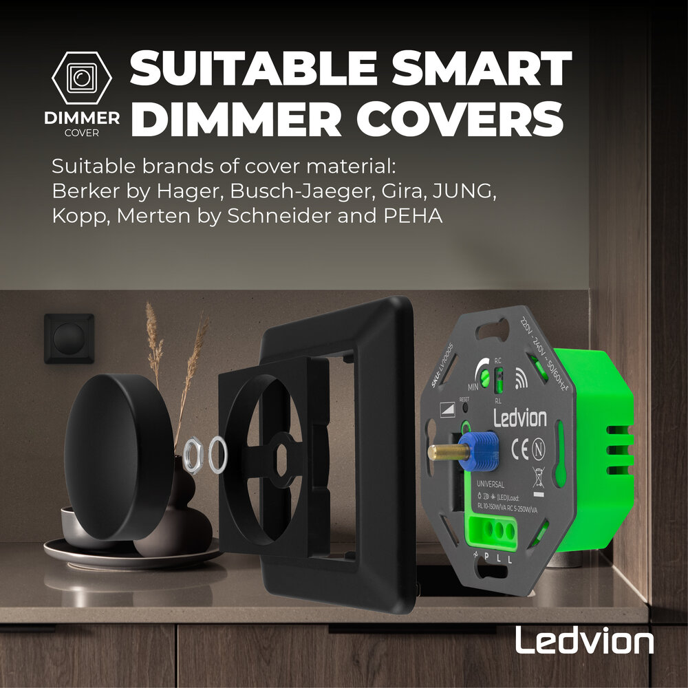 Ledvion Smart WIFI LED Dimmer Einbau 5-250W - Phasen an und abschnitt - Universal - Komplett