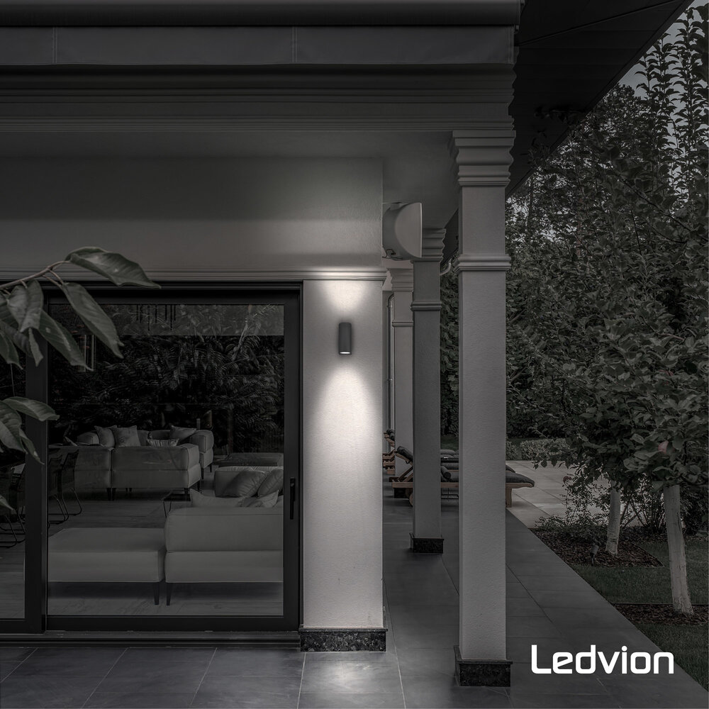 Ledvion LED Wandleuchte - Rund - Anthrazit - Beidseitig - 3W - 2700K