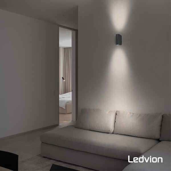 Ledvion LED Wandleuchte - Rund - Anthrazit - Beidseitig - 3W - 2700K