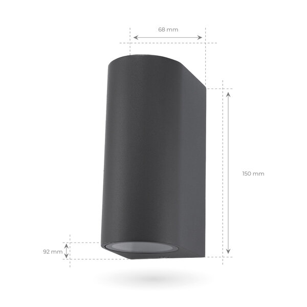 Ledvion LED Wandleuchte - Rund - Anthrazit - Beidseitig - 3W - 2700K