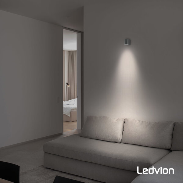Ledvion LED Wandleuchte - Rund - 3W - 2700K - Anthrazit