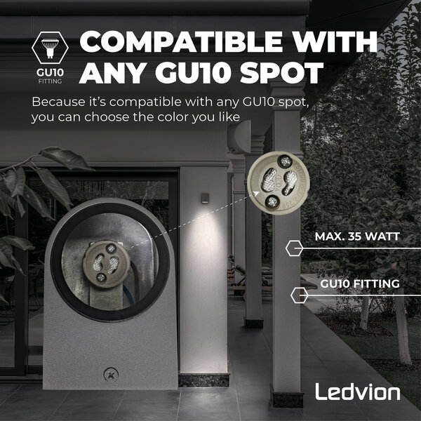 Ledvion LED Wandleuchte - Rund - 3W - 2700K - Anthrazit