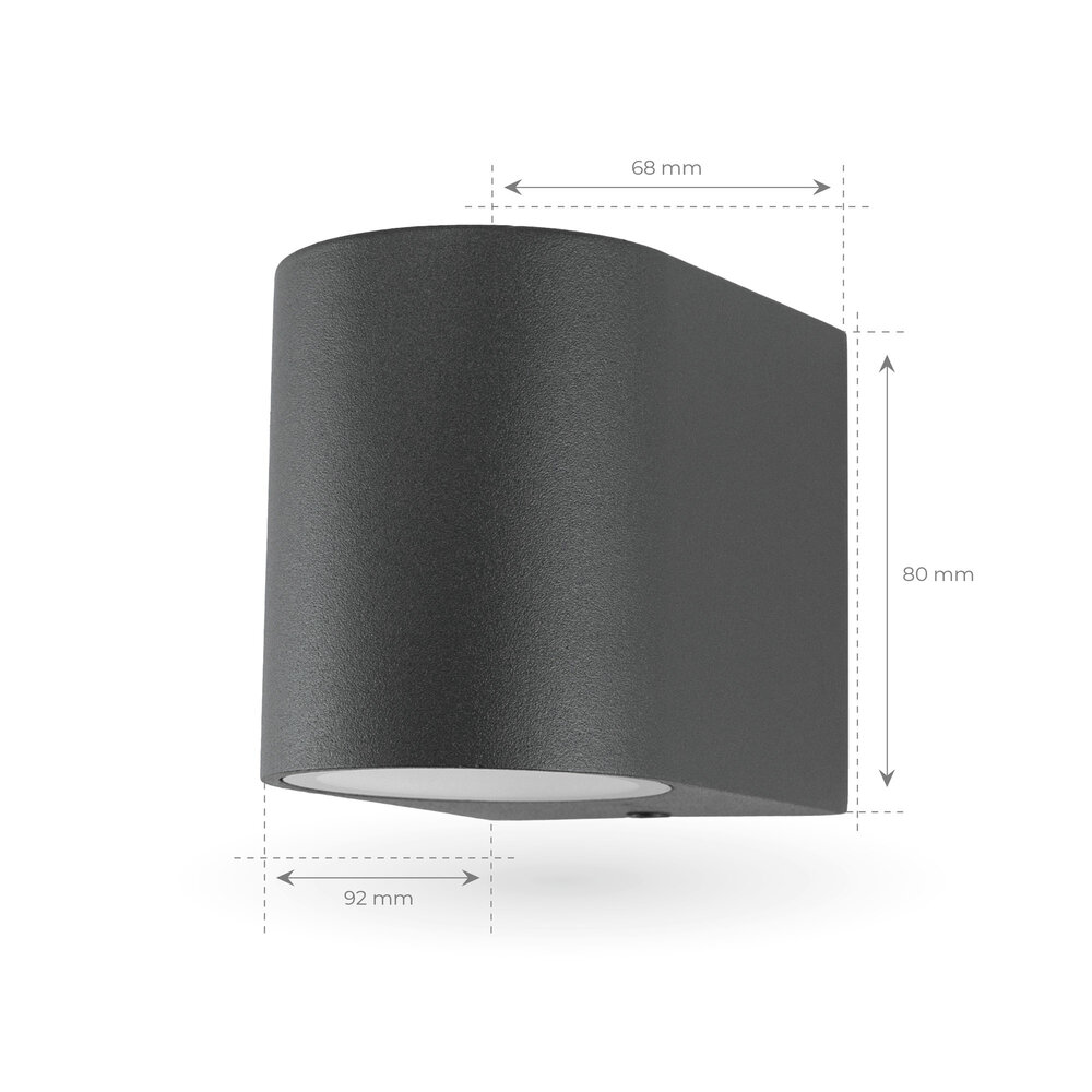 Ledvion LED Wandleuchte - Rund - 3W - 2700K - Anthrazit