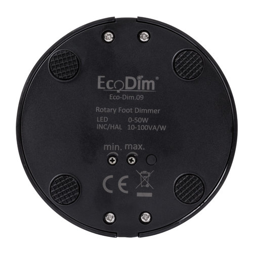 EcoDim LED Fußdimmer Schwarz 0-50 Watt 220-240V - Phasenschnitt