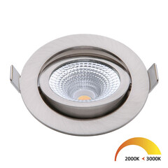 LED Einbaustrahler Nickel - 5W - IP54 - 2000K-3000K - Neigbar