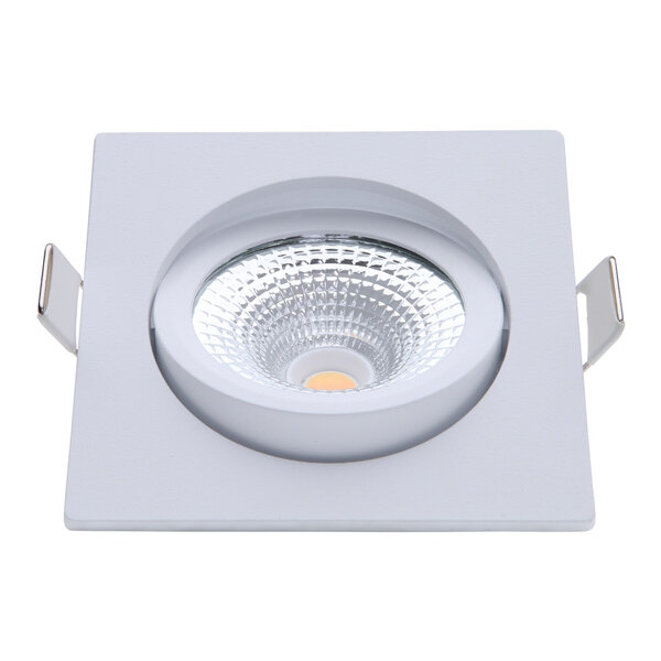 EcoDim LED Einbaustrahler Weiß - 5W - IP54 - 2000K-3000K - Neigbar - Quadratisch