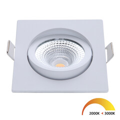 LED Einbaustrahler Weiß - 5W - IP54 - 2000K-3000K - Neigbar - Quadratisch