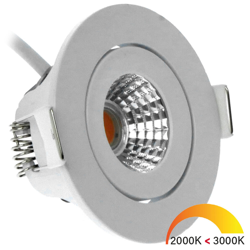 EcoDim LED Einbaustrahler Weiß - 5W - IP54 - 2000K-3000K - Neigbar
