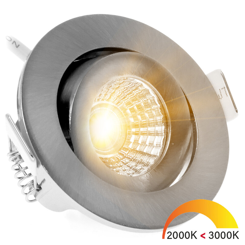 EcoDim LED Einbaustrahler Nickel - 5W - IP54 - 2000K-3000K - Neigbar