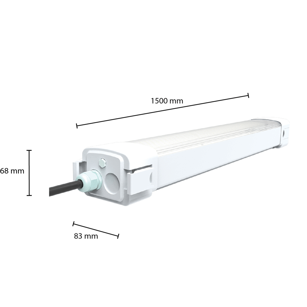 Beleuchtungonline Tri Proof LED Feuchtraumleuchte Dimmbar 150CM - 60W - 150lm/W - IP65 - IK10