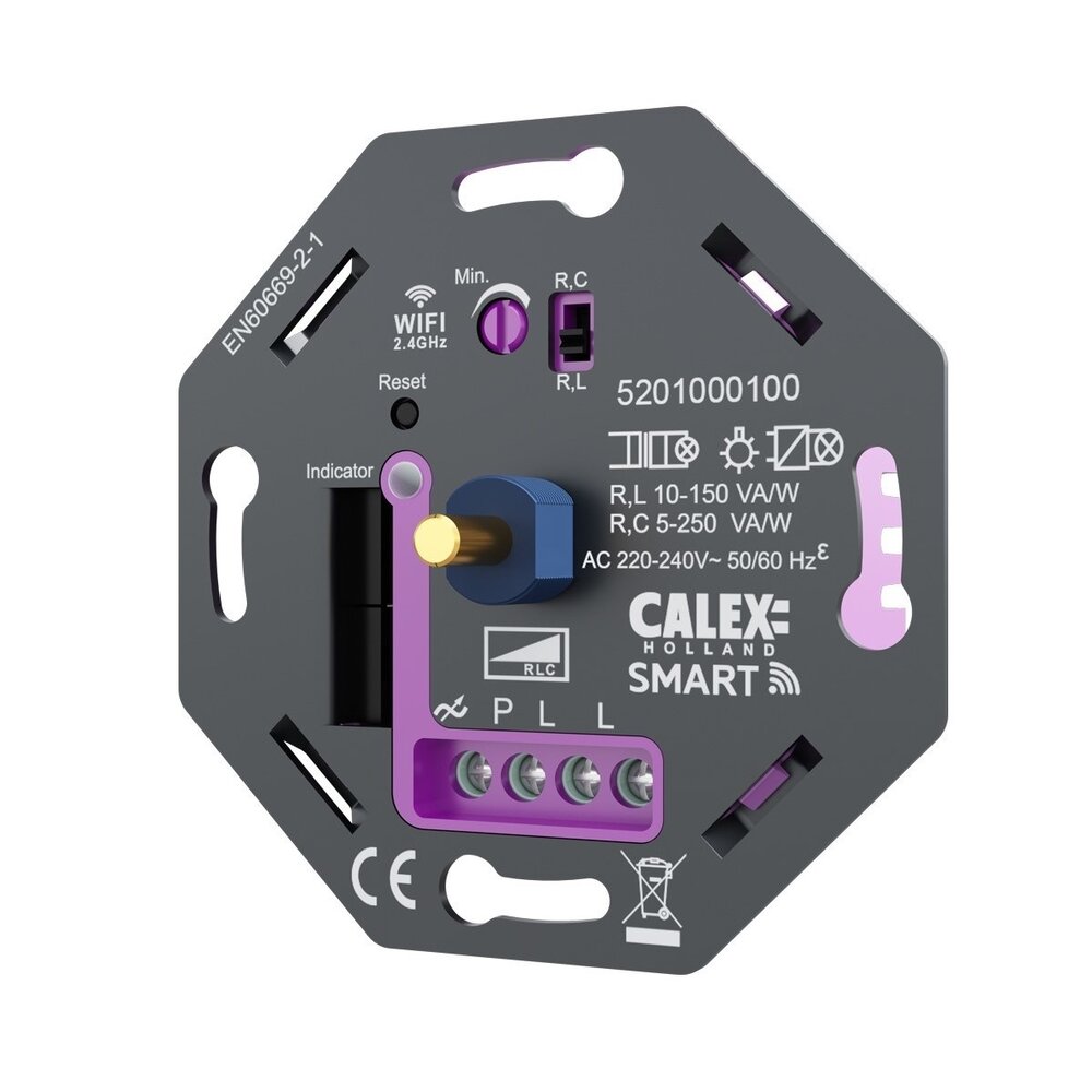 Calex Smart WIFI LED Dimmer Einbau 5-250W LED 230V - Phasen an und abschnitt - Universal
