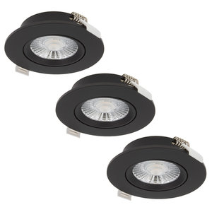 Beleuchtungonline LED Einbaustrahler Schwarz - 6W - IP44 - 3000K - Dimmbar - 3 Pack LED Einbaustrahler Schwarz - 6W - IP44 - 3000K - Dimmbar - 3 Pack