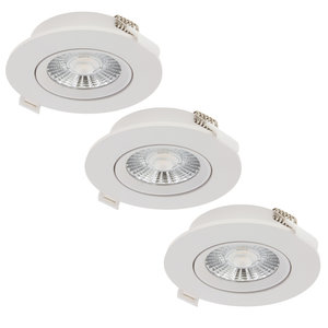 Beleuchtungonline LED Einbaustrahler Weiß - 6W - IP44 - 2700K/3000K - Dimmbar - 3 Pack LED Einbaustrahler Weiß - 6W - IP44 - 2700K/3000K - Dimmbar - 3 Pack