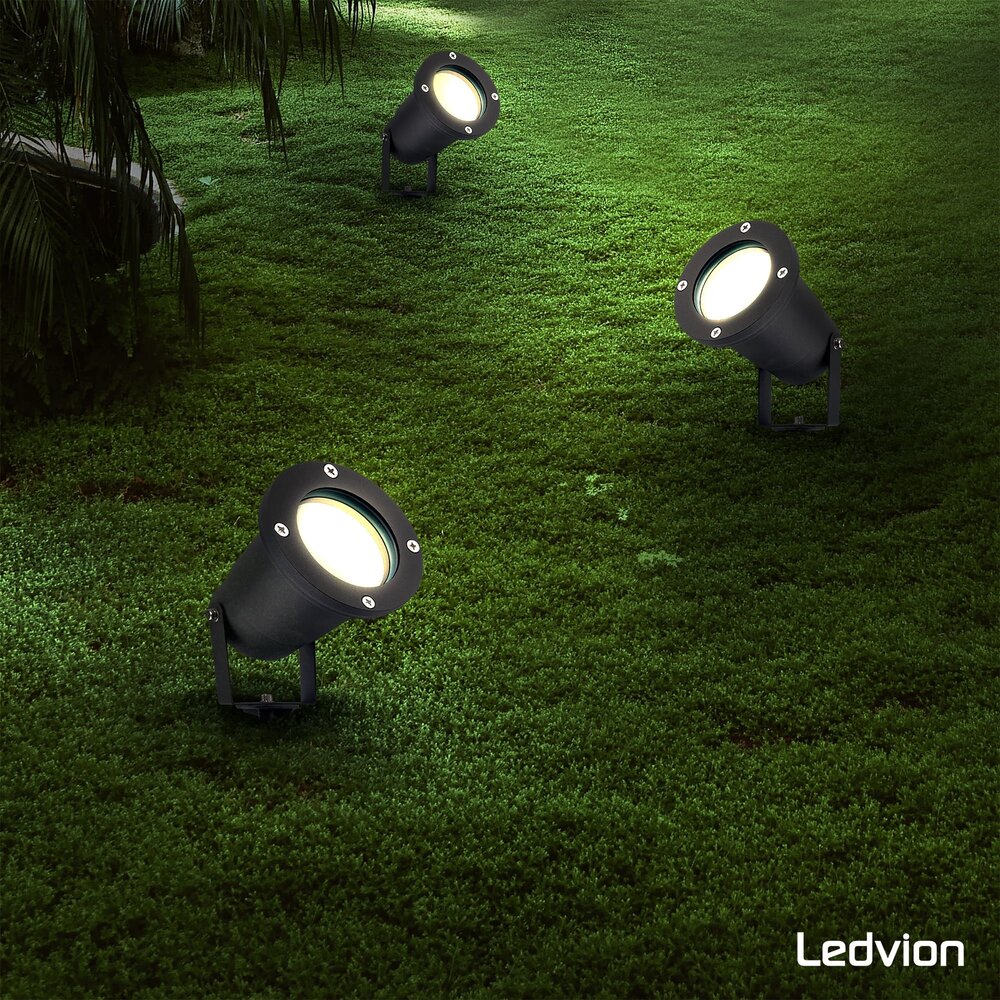 Ledvion LED Gartenstrahler Aluminium - IP65 - inkl. GU10-Spot - 1M Kabel