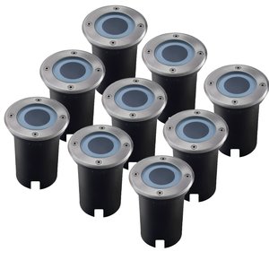 Ledvion 9x IP67 LED Bodeneinbaustrahler Rund - GU10 - 1m Kabel 9x IP67 LED Bodeneinbaustrahler Rund - GU10 - 1m Kabel