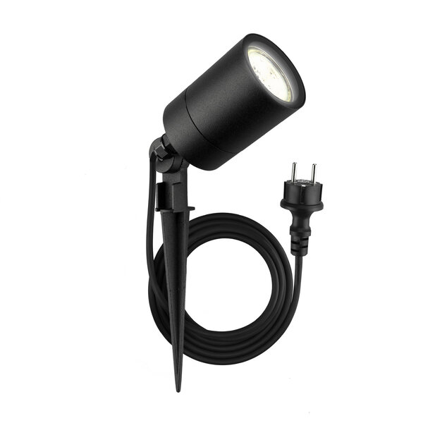 Ledvion LED Gartenstrahler Aluminium - IP65 - GU10 Fassung - 2M Kabel - Schwarz