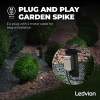 Ledvion LED Gartenstrahler Aluminium - IP65 - GU10 Fassung - 2M Kabel - Anthrazit