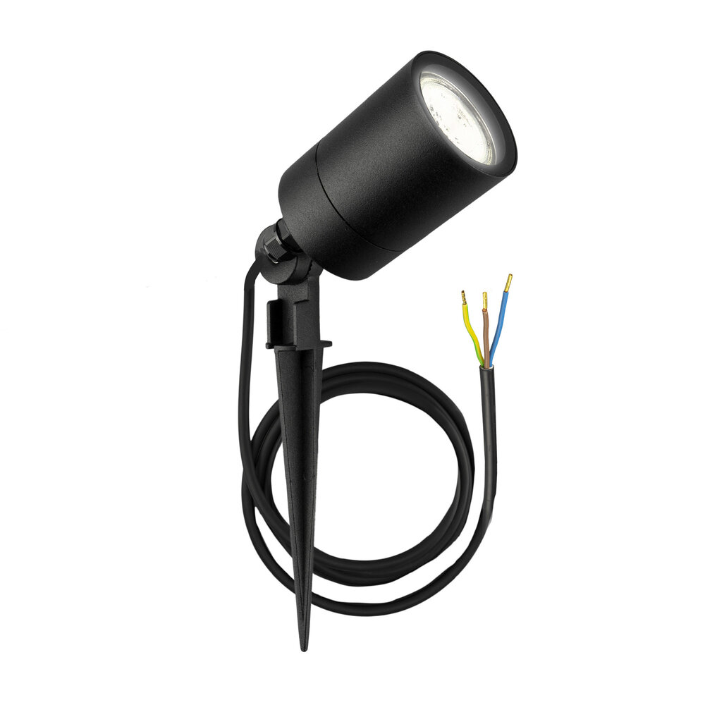 Ledvion LED Gartenstrahler Aluminium - IP65 - GU10 Fassung - 1M Kabel - Schwarz