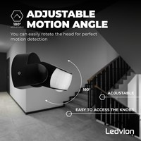 Ledvion Schwarzer Aufbau Bewegungssensor 180° mit Dämmerungsschalter 12M Reichweite Max. 600W IP65