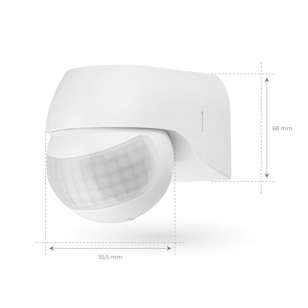 Ledvion Weißer Aufbau Bewegungssensor 180° mit Dämmerungsschalter 12M Reichweite Max. 400W