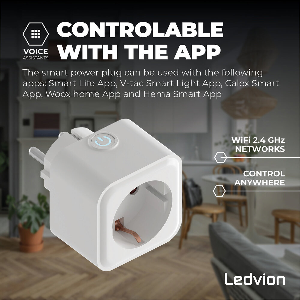 Ledvion WLAN-Steckdose - Energieverbrauchszähler - Smart Steckdose - 3 Pack