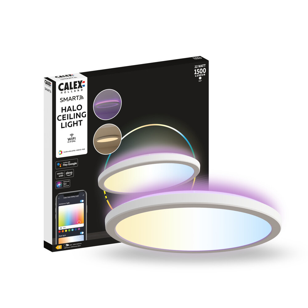 Calex Smart LED Deckenleuchte Halo - Weiß - 22W - RGB+CCT - Ø295 cm