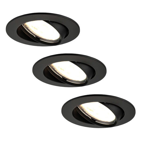 Ledvion Dimmbare LED Einbaustrahler Schwarz - Amsterdam - 5W - 2700K - ø82mm - 3 Pack