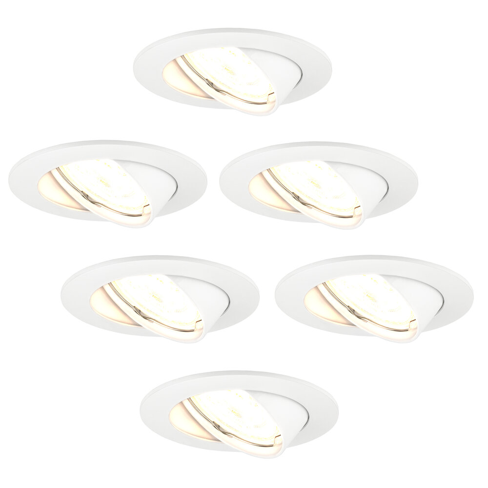 Ledvion Dimmbare LED Einbaustrahler Weiß - Amsterdam - 5W - 2700K - ø82mm - 6 Pack