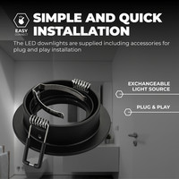 Ledvion Dimmbare LED Einbaustrahler Schwarz - Rio - 3W - 2700K - ø85mm - 3 Pack
