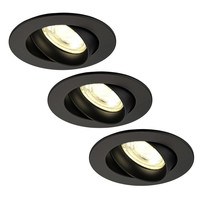 Ledvion Dimmbare LED Einbaustrahler Schwarz - Rio - 3W - 2700K - ø85mm - 3 Pack