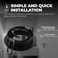 Ledvion Dimmbare LED Einbaustrahler Schwarz - Tokyo - 3W - 2700K - ø92mm - 6 Pack