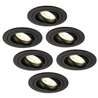 Ledvion Dimmbare LED Einbaustrahler Schwarz - Tokyo - 5W - 2700K - ø92mm - 6 Pack