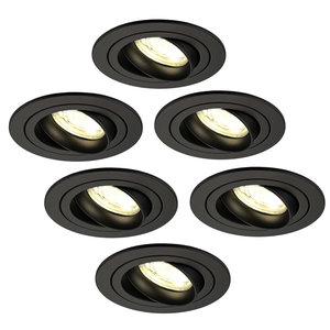 Dimmbare LED Einbaustrahler Schwarz - Tokyo - 5W - 2700K - ø92mm - 6 Pack