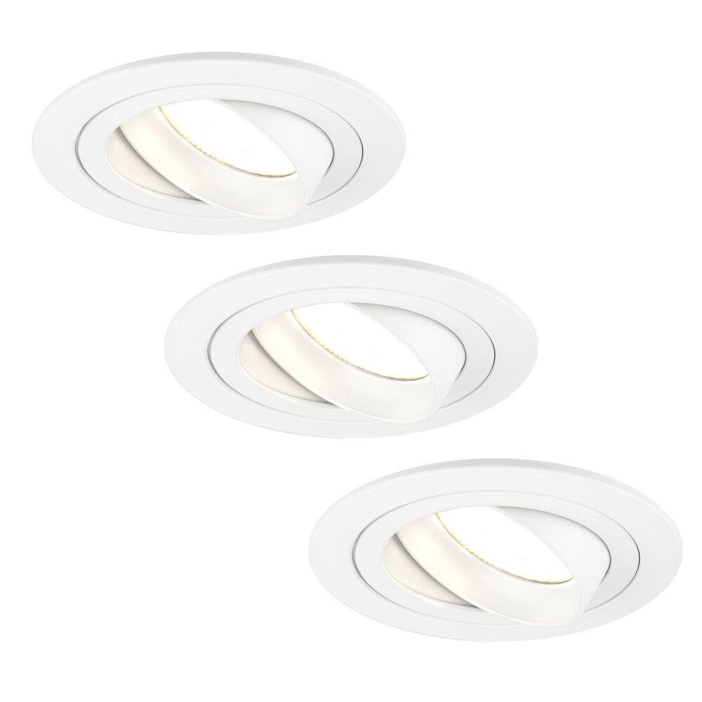 Ledvion Dimmbare LED Einbaustrahler Weiß - Tokyo - 5W - 2700K - ø92mm - 3 Pack