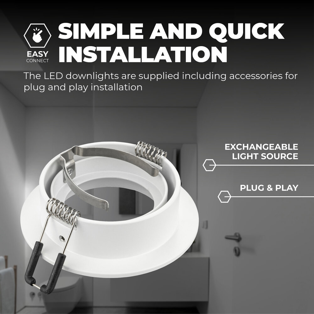 Ledvion Dimmbare LED Einbaustrahler Weiß - Tokyo - 3W - 2700K - ø92mm - 6 Pack