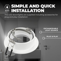 Ledvion Dimmbare LED Einbaustrahler Weiß - Tokyo - 3W - 2700K - ø92mm - 6 Pack