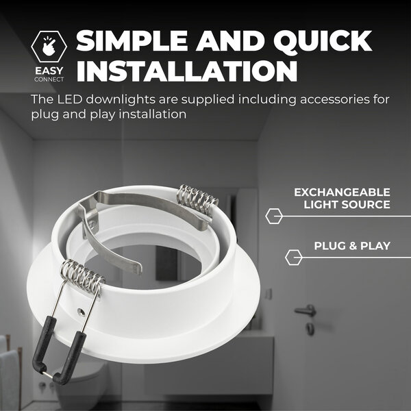 Ledvion Dimmbare LED Einbaustrahler Weiß - Tokyo - 3W - 2700K - ø92mm - 6 Pack