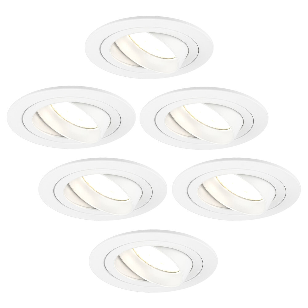 Ledvion Dimmbare LED Einbaustrahler Weiß - Tokyo - 3W - 2700K - ø92mm - 6 Pack