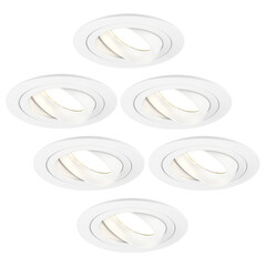 Dimmbare LED Einbaustrahler Weiß - Tokyo - 5W - 2700K - ø92mm - 6 Pack