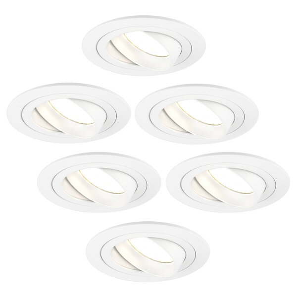 Ledvion Dimmbare LED Einbaustrahler Weiß - Tokyo - 5W - 2700K - ø92mm - 6 Pack