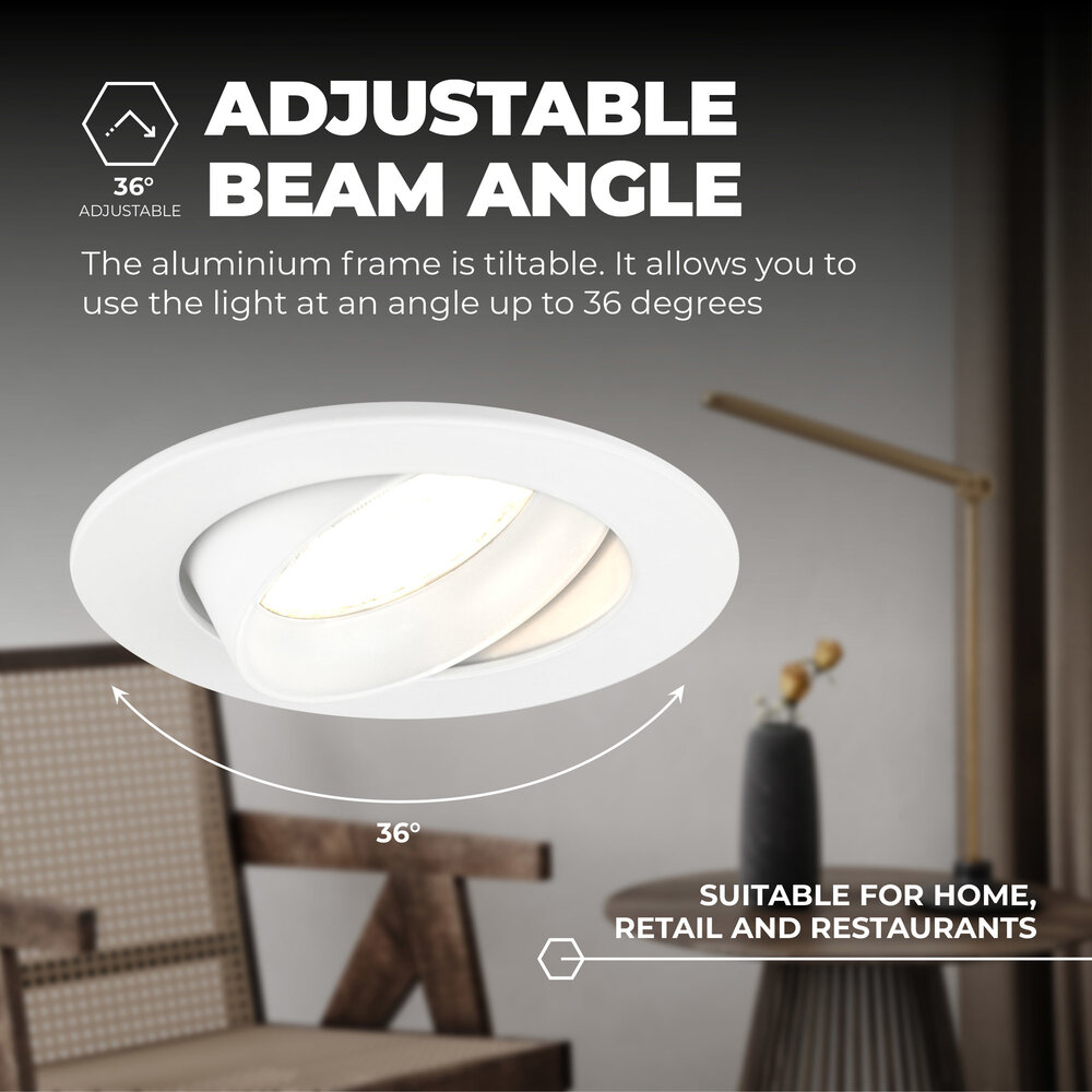 Ledvion Dimmbare LED Einbaustrahler Weiß - Rio - 3W - 2700K - ø85mm
