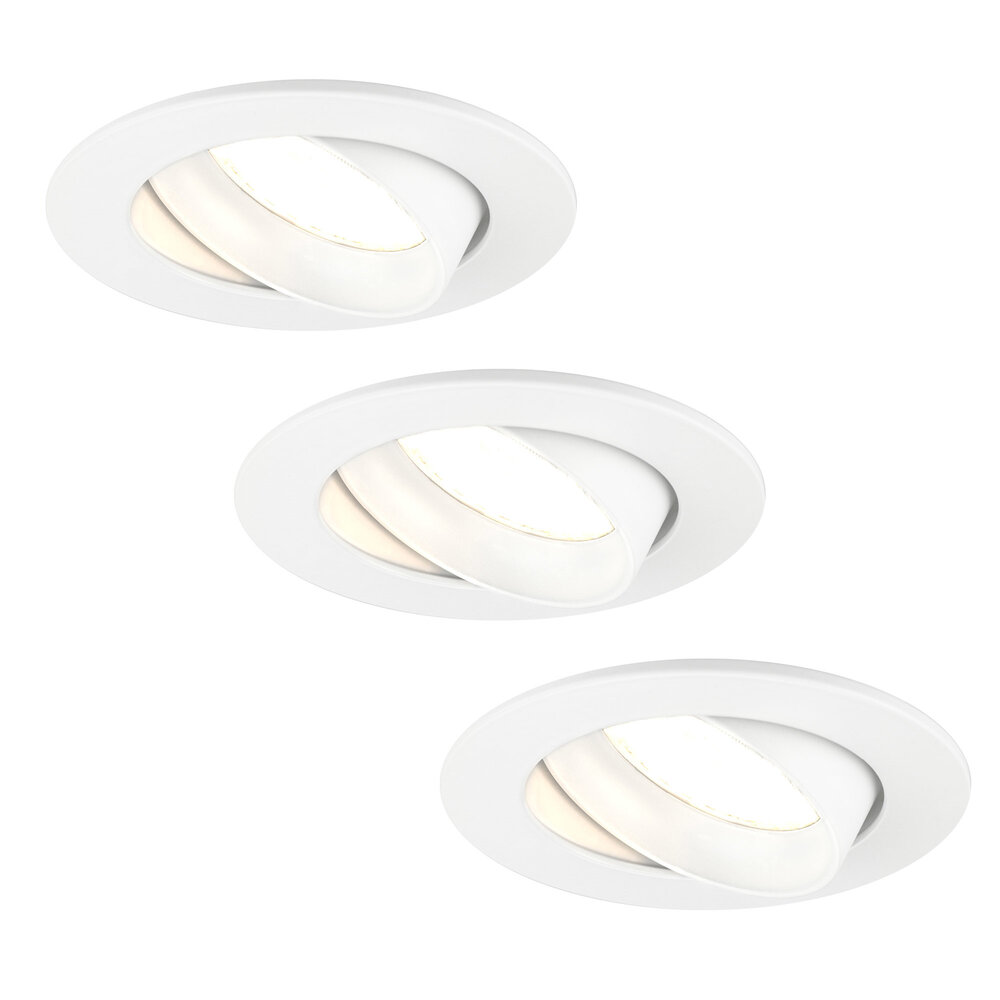 Ledvion Dimmbare LED Einbaustrahler Weiß - Rio - 3W - 2700K - ø85mm - 3 Pack