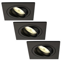 Ledvion Dimmbare LED Einbaustrahler Schwarz - Sevilla - 3W - 2700K - 92mm - Quadrat - 3 Pack
