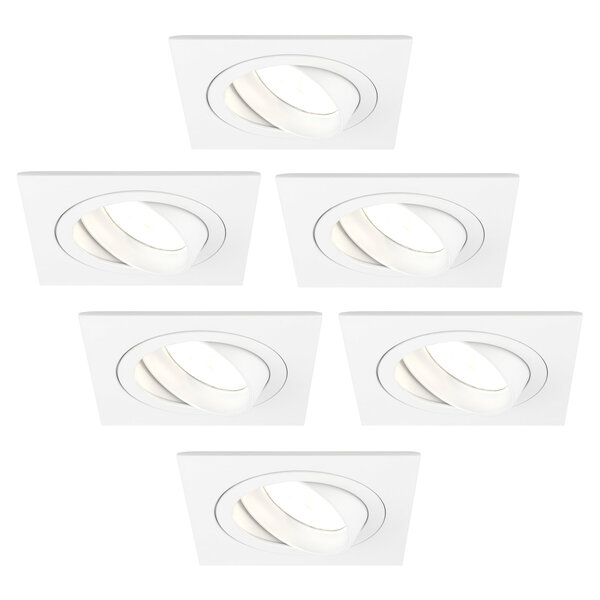 Ledvion Dimmbare LED Einbaustrahler Weiß - Sevilla - 5W - 2700K - 92mm - Quadrat - 6 Pack